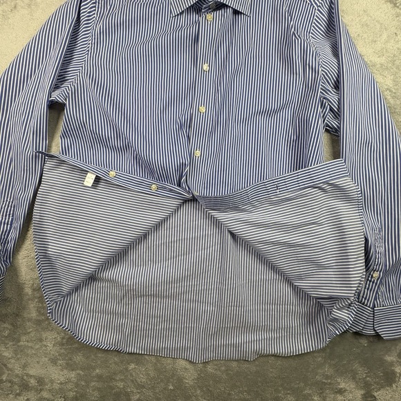 Eton Men's XL Blue Striped Dress Shirt French Cuffs Contemporary Fit LS SEE DESC - Picture 6 of 15